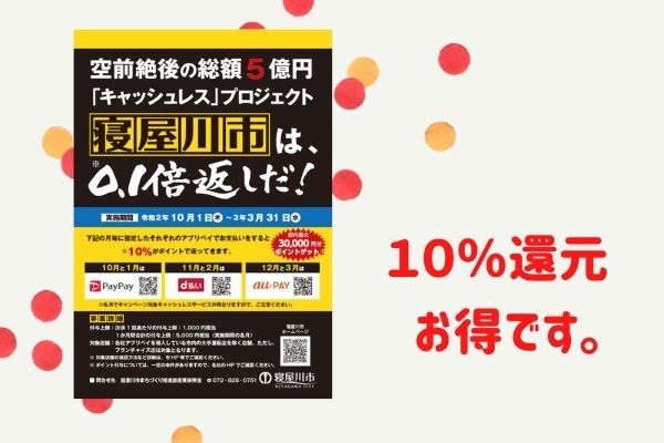寝屋川市キャッシュレス還元